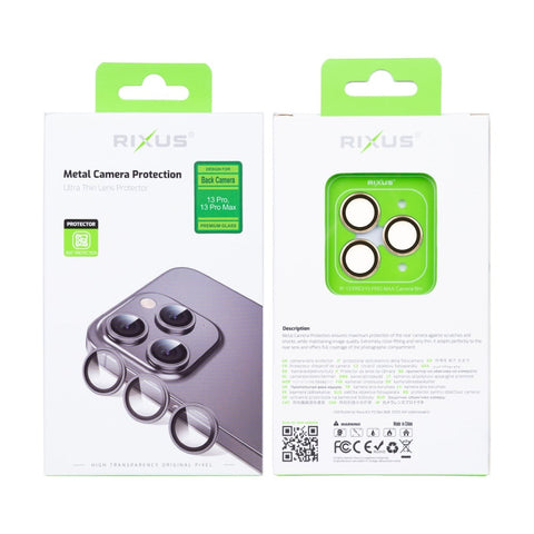 Verre trempé Rixus Metal Shield pour Apple iPhone 13 Pro, 13 Pro Max Gold